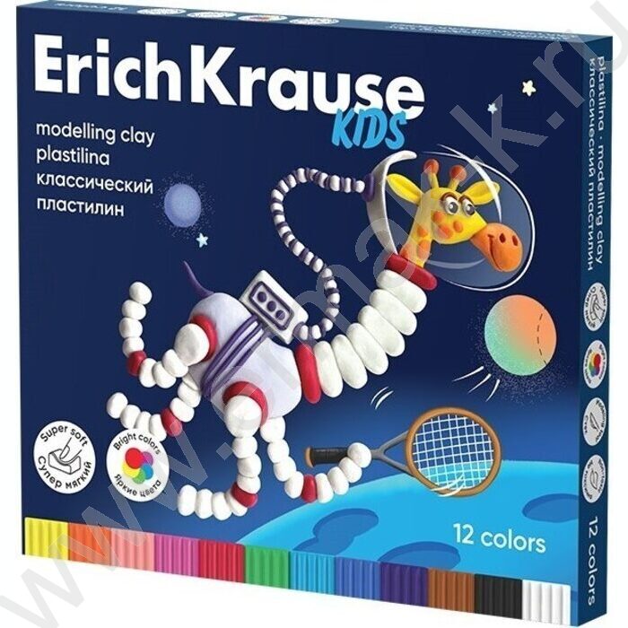 Пластилин  12цв 216г Классический Kids Space Animals /+стек | Фото 1