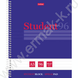 Тетрадь  96л линейка/спираль "Студенту- Синяя" /матов. ламинация/тиснение/ | Фото 1