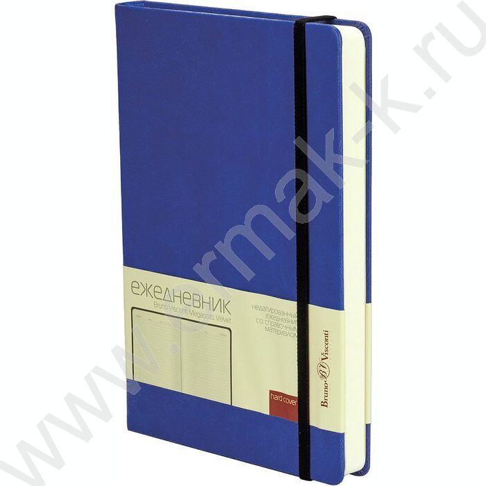Ежедневник н/дат А5 160л Megapolis Velvet ярко-синий /резинка/тонир.блок/ляссе/конверт/ | Фото 1