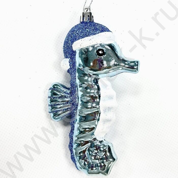 Новогодний сувенир "Морской конек", голубой, 8*3*14 | Фото 1
