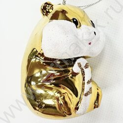 Новогодний сувенир "Хомяк", золото, 5,5*6*8,5см | Фото 1