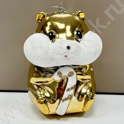 Новогодний сувенир "Хомяк", золото, 5,5*6*8,5см | Фото 2