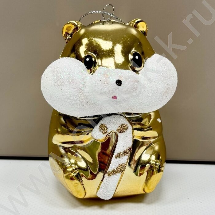 Новогодний сувенир "Хомяк", золото, 5,5*6*8,5см | Фото 2