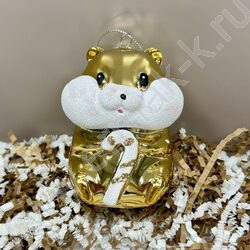 Новогодний сувенир "Хомяк", золото, 5,5*6*8,5см | Фото 3