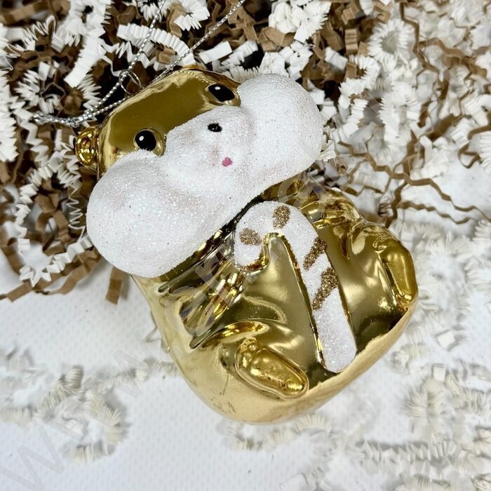 Новогодний сувенир "Хомяк", золото, 5,5*6*8,5см | Фото 4