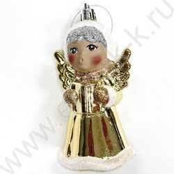 Новогодний сувенир "Снегурочка-ангел", золото, 5,5*5*12см | Фото 1