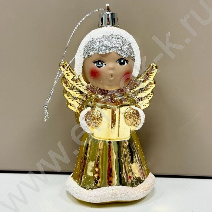 Новогодний сувенир "Снегурочка-ангел", золото, 5,5*5*12см | Фото 2