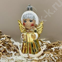 Новогодний сувенир "Снегурочка-ангел", золото, 5,5*5*12см | Фото 3