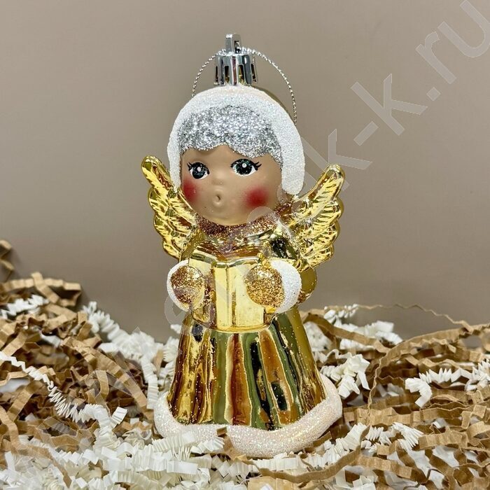 Новогодний сувенир "Снегурочка-ангел", золото, 5,5*5*12см | Фото 3
