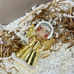 Новогодний сувенир "Снегурочка-ангел", золото, 5,5*5*12см | Фото 4