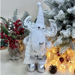Новогодний сувенир "Белый олень"  38см NEW | Фото 4