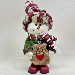 Новогодний сувенир "Снеговик в клетчатой шляпе" NEW | Фото 1