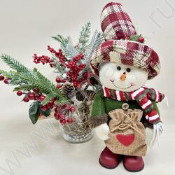 Новогодний сувенир "Снеговик в клетчатой шляпе" NEW | Фото 5