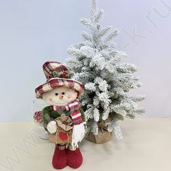 Новогодний сувенир "Снеговик в клетчатой шляпе, выдвижные ноги" 48см - 70см NEW | Фото 7