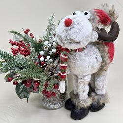 Новогодний сувенир "Олень серый" 30,5см NEW | Фото 4