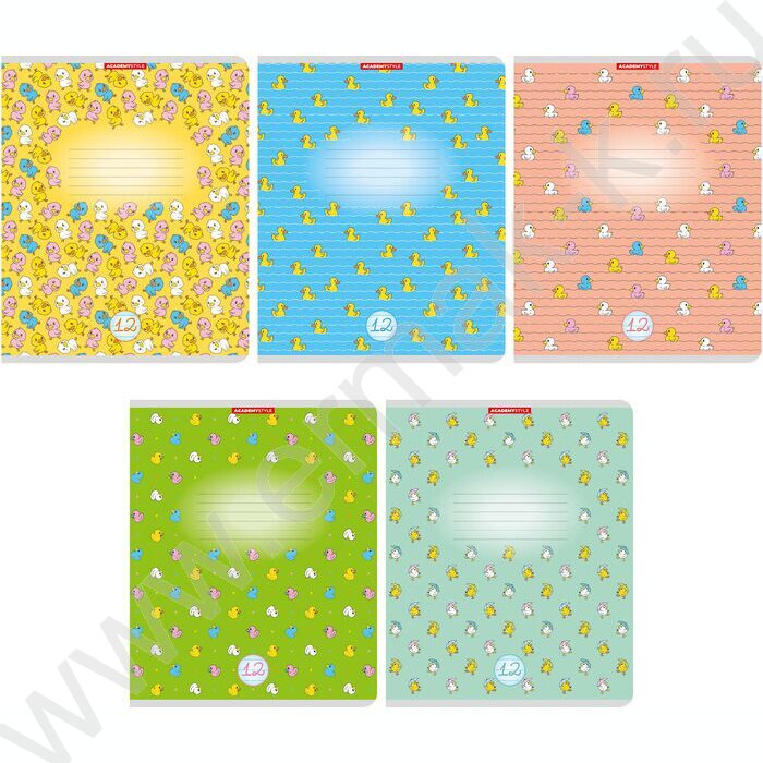 Тетрадь  12л линейка "Уточки" /ВД лак/ ассорти | Фото 1