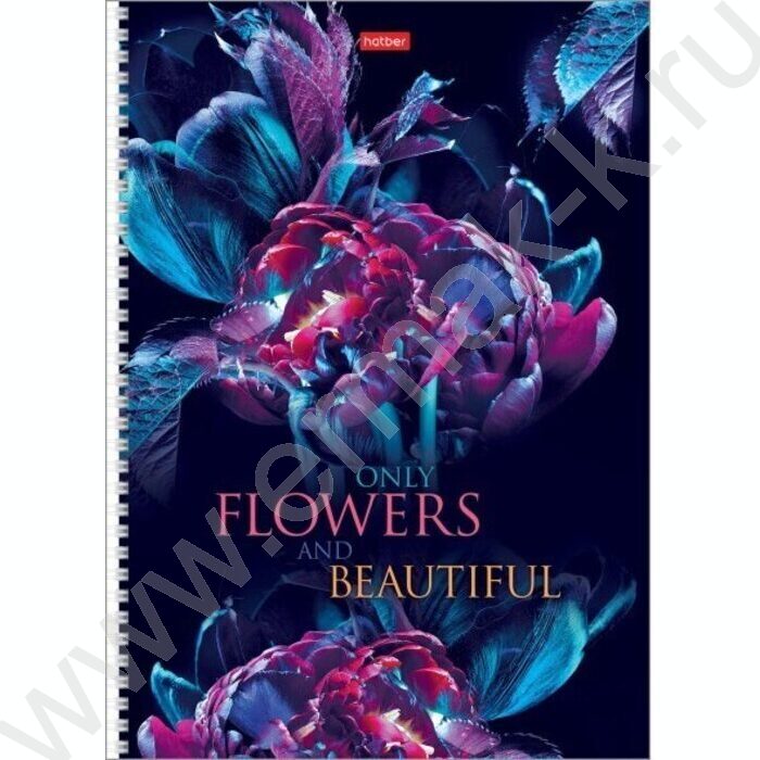 Тетрадь  96л А4 клетка/спираль/перфорация на отрыв "Beautiful flowers" | Фото 1