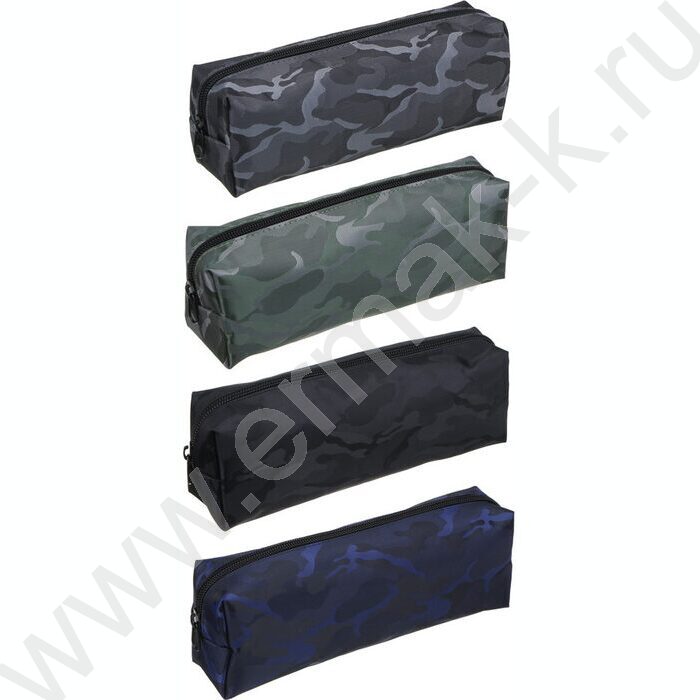 Пенал б/наполн. 1молния  200x65x45мм прямоугольный, принт "милитари", ПВХ, 4дизайна | Фото 1