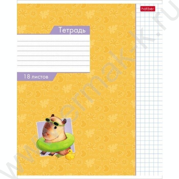 Тетрадь  18л клетка "Малыш капибара"  5видов | Фото 2
