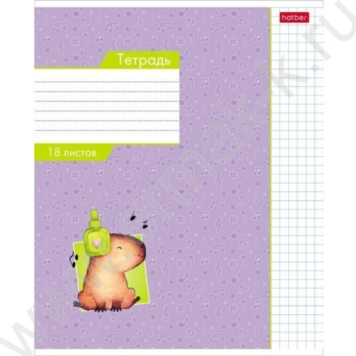 Тетрадь  18л клетка "Малыш капибара"  5видов | Фото 4