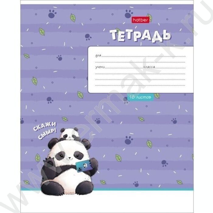 Тетрадь  18л клетка "Забавные панды"  5видов | Фото 1
