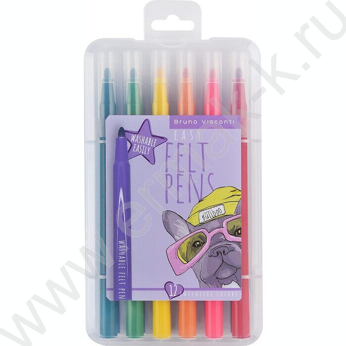 Фломастеры  12цв Easycolor пластиковый пенал | Фото 1