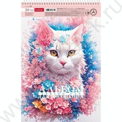 Альбом д/рисования-спираль 24л "Spring cat" /перфорация/ 5видов | Фото 1
