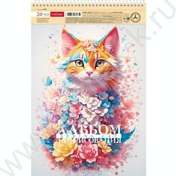 Альбом д/рисования-спираль 24л "Spring cat" /перфорация/ 5видов | Фото 2