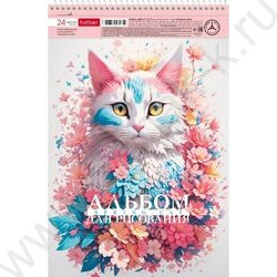 Альбом д/рисования-спираль 24л "Spring cat" /перфорация/ 5видов | Фото 3