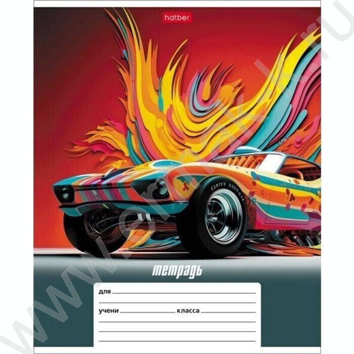 Тетрадь  12л линейка "Динамичные авто" ассорти | Фото 1