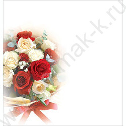 Открытка  98*204мм "С Праздником!"(госсимволика) цветы | Фото 2