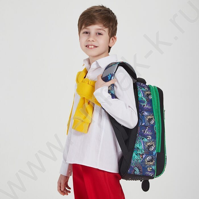 Рюкзак школьный Древний мир /жесткий, 2отд, 3карм, эргон.спинка, ручка, нашивки | Фото 7