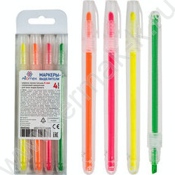 Текстовыделитель /набор  4цв - желт, зел, оранж, роз /1-4мм косой /блистер | Фото 1