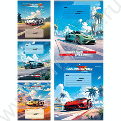 Тетрадь  12л линейка косая "Рисунок машины" ассорти | Фото 1