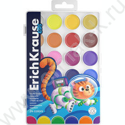 Акварель медовая 24цв  Kids Space Animals с УФ защитой яркости, б/кисточки | Фото 1