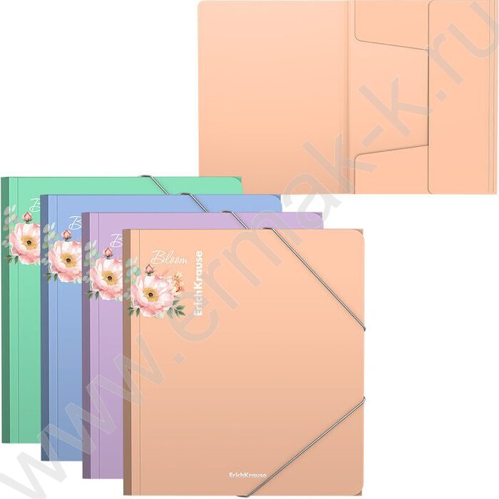 Папка д/тетрадей А5+ пластик на резинке Matt Pastel Bloom /ассорти | Фото 1