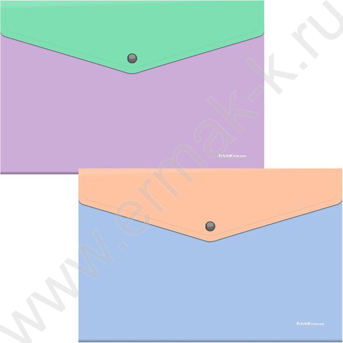 Папка-конверт на кнопке А4 Matt Pastel Bloom, с дополнительным карманом /ассорти | Фото 1
