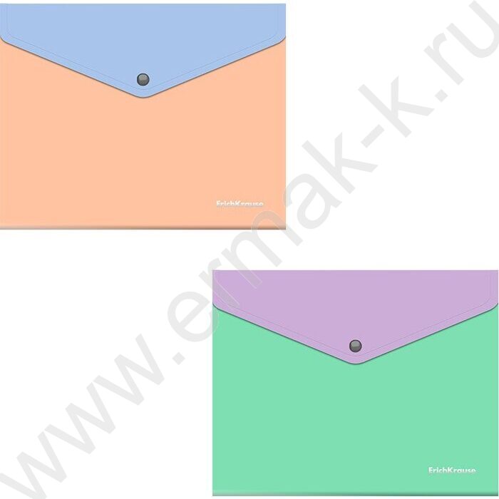 Папка-конверт на кнопке A5+ Matt Pastel Bloom, с дополнительным карманом /ассорти | Фото 1