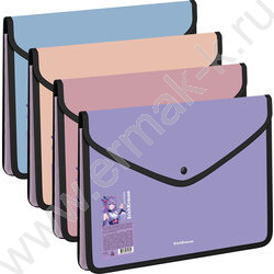Папка-конверт на кнопке А4 Matt Manga /обшитая, с текстильной вставкой /ассорти | Фото 1