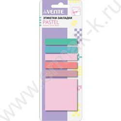 Набор самокл. этикеток-закладок 50*50мм и 50*10мм /25л*6 пастельных цветов "Pastel" /блистер | Фото 1