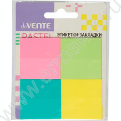 Набор самокл. этикеток-закладок 38*38мм/20л*4цв 4 пастельных цвета /билстер | Фото 1