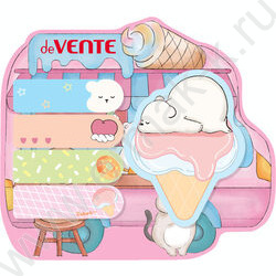 Бумага д/записей  c липким краем Bear&Ice cream 50*15мм и 55*71мм 20листов, ассорти форм, 5дизай | Фото 1