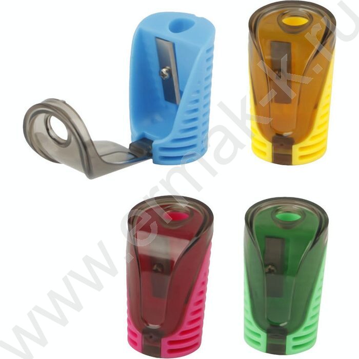 Точилка 1отв. пластик School, с контейнером /ассорти | Фото 1