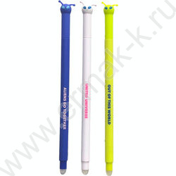 Ручка гелевая Пиши-Стирай 0,5мм синяя "Alien" с декор. элементом на колпачке /корпус ассорти | Фото 1