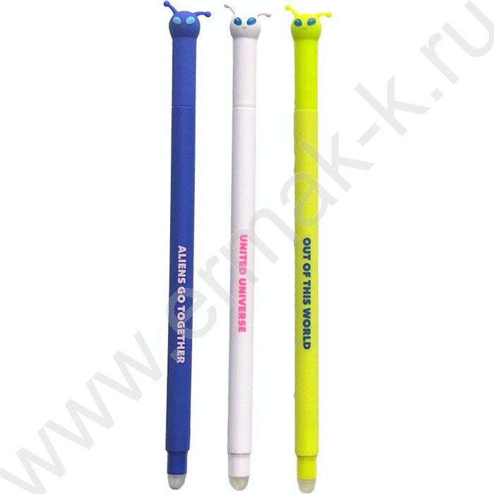 Ручка гелевая Пиши-Стирай 0,5мм синяя "Alien" с декор. элементом на колпачке /корпус ассорти | Фото 1