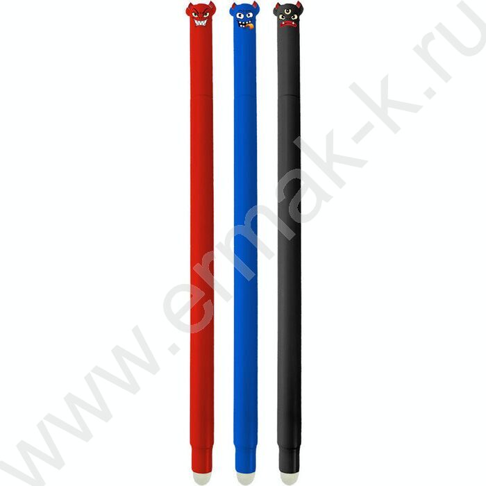 Ручка гелевая Пиши-Стирай 0,5мм синяя "Monsters" с декор. элементом на колпачке /корпус ассорти | Фото 1