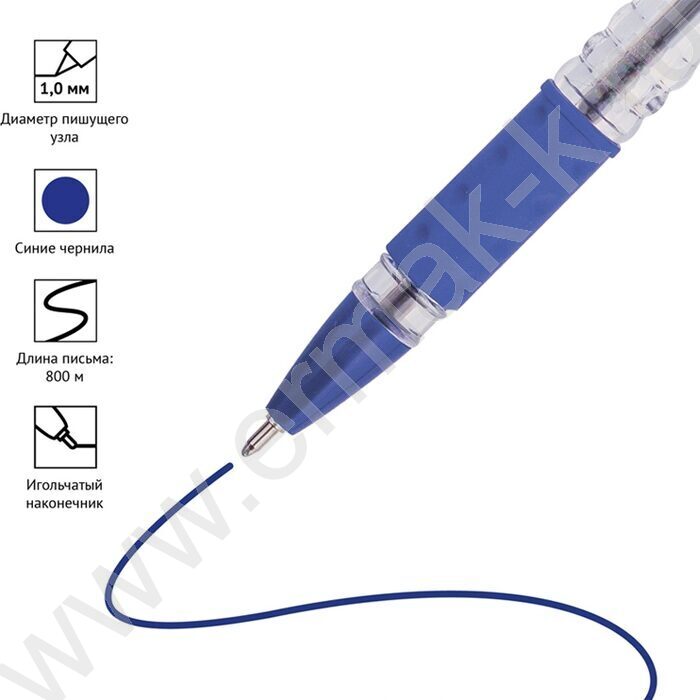 Ручка шар 1,0мм синяя "School", резиновый грип, на масляной основе | Фото 2