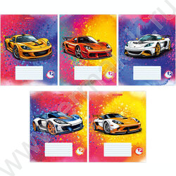 Тетрадь  12л клетка "Яркие машины" /твин УФ лак/ ассорти | Фото 1