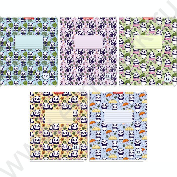 Тетрадь  12л линейка "Панда" /ВД лак/ ассорти | Фото 1