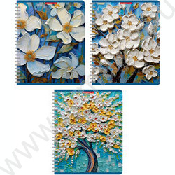 Тетрадь  96л клетка/спираль/пл.обл. "Цветение"  ассорти | Фото 1